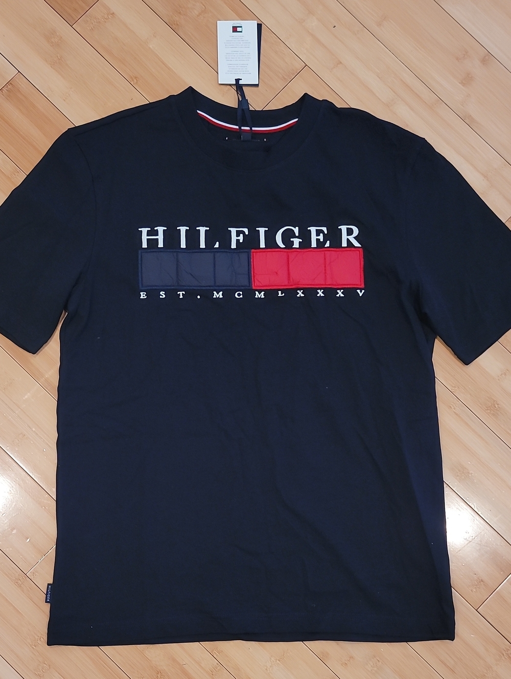 Tommy Hilfiger Navy Short-Sleeve Logo Tee Organic Cotton XL